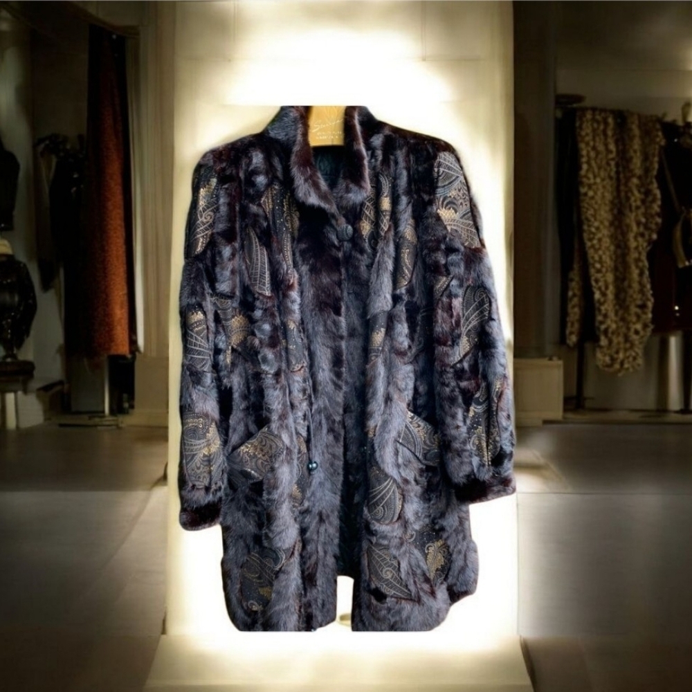 2X Mink Fur Parka Coat Quilted Liner 50”Bust😍EXCL